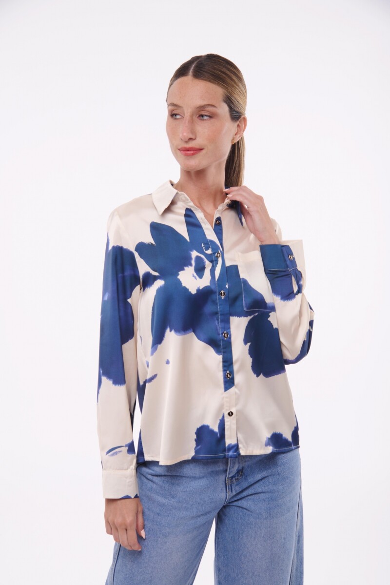 CAMISA CASANDRA ESTAMPADO FLORES AZULES