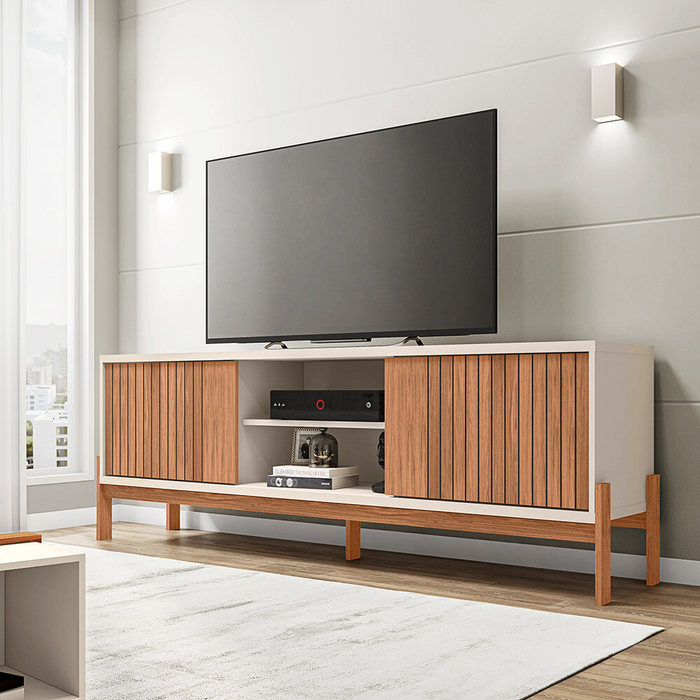 RACK PARA TV MODELO TANNEN 1.8 - COLOR FREIJO/OFF WHITE Rack Para Tv Modelo Tannen 1.8 - Color Freijo/off White
