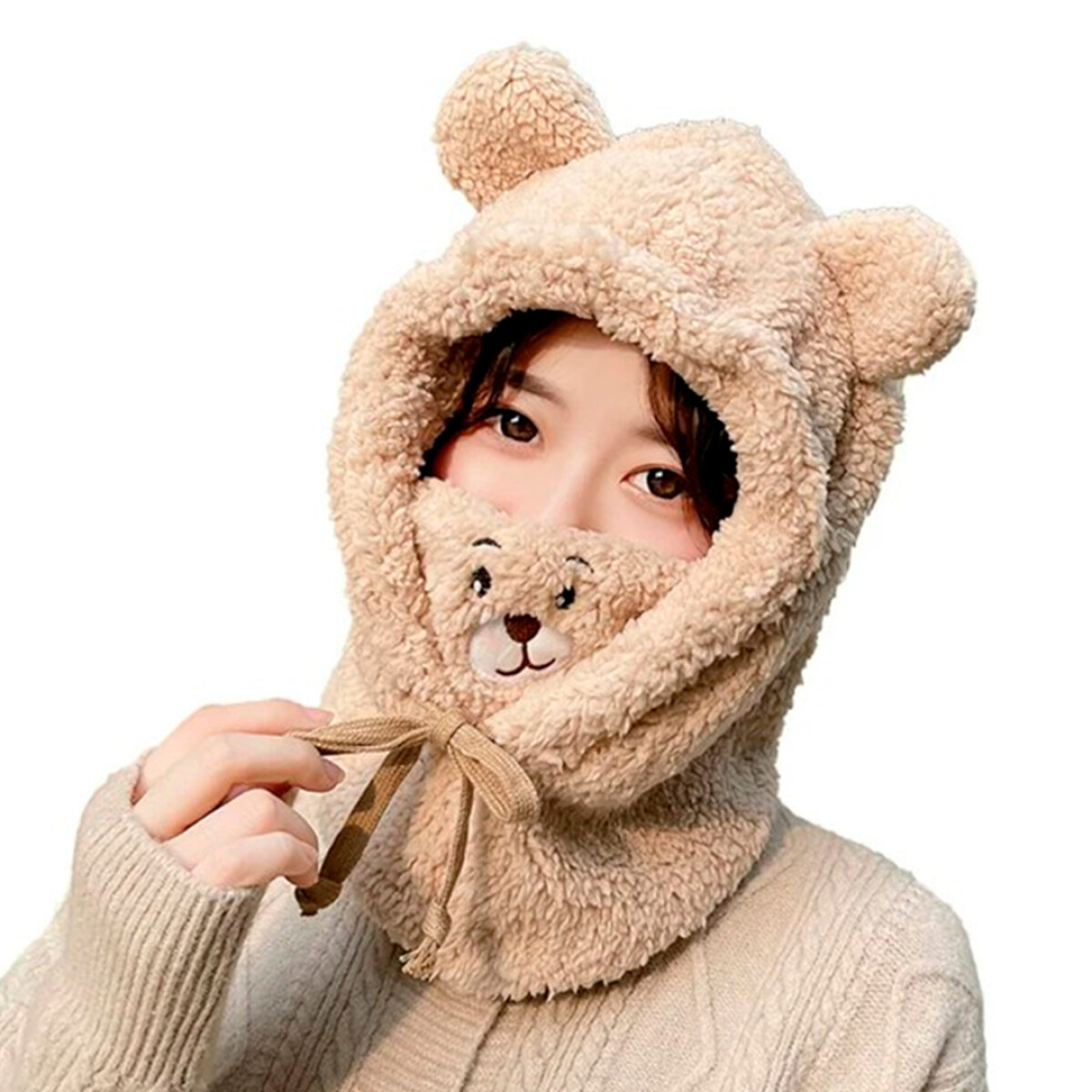 GORRO PASA MONTAÑAS CORDERITO CON OREJAS - MARRON-CLARO 