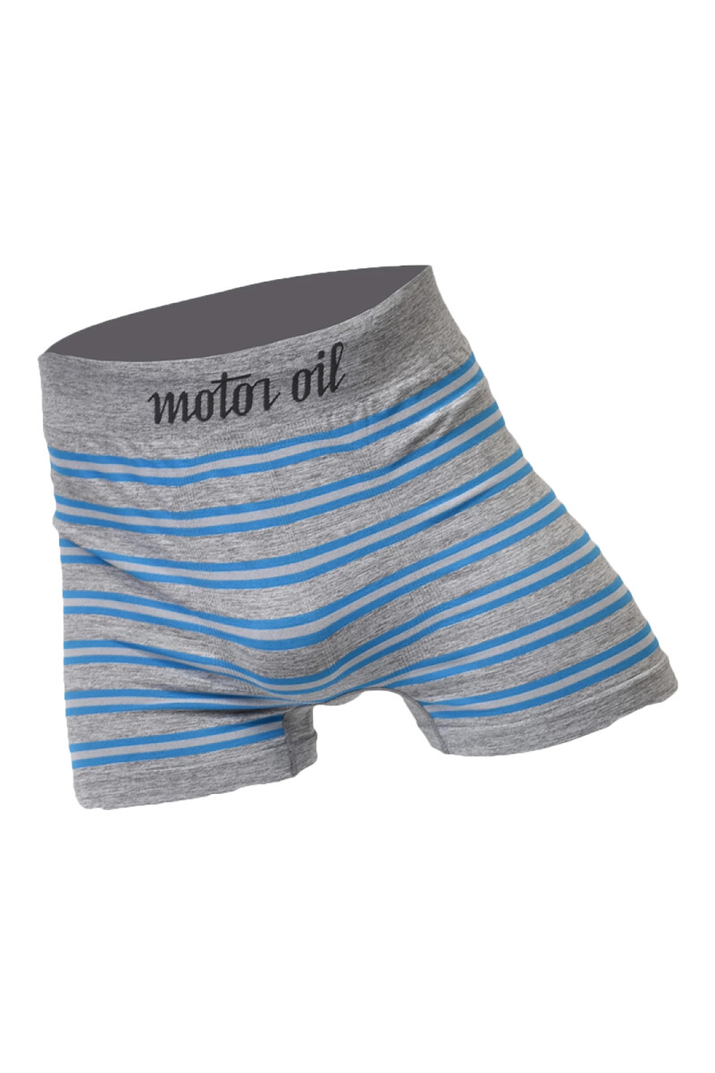 Boxer rayado de Microfibra - Gris con azul 