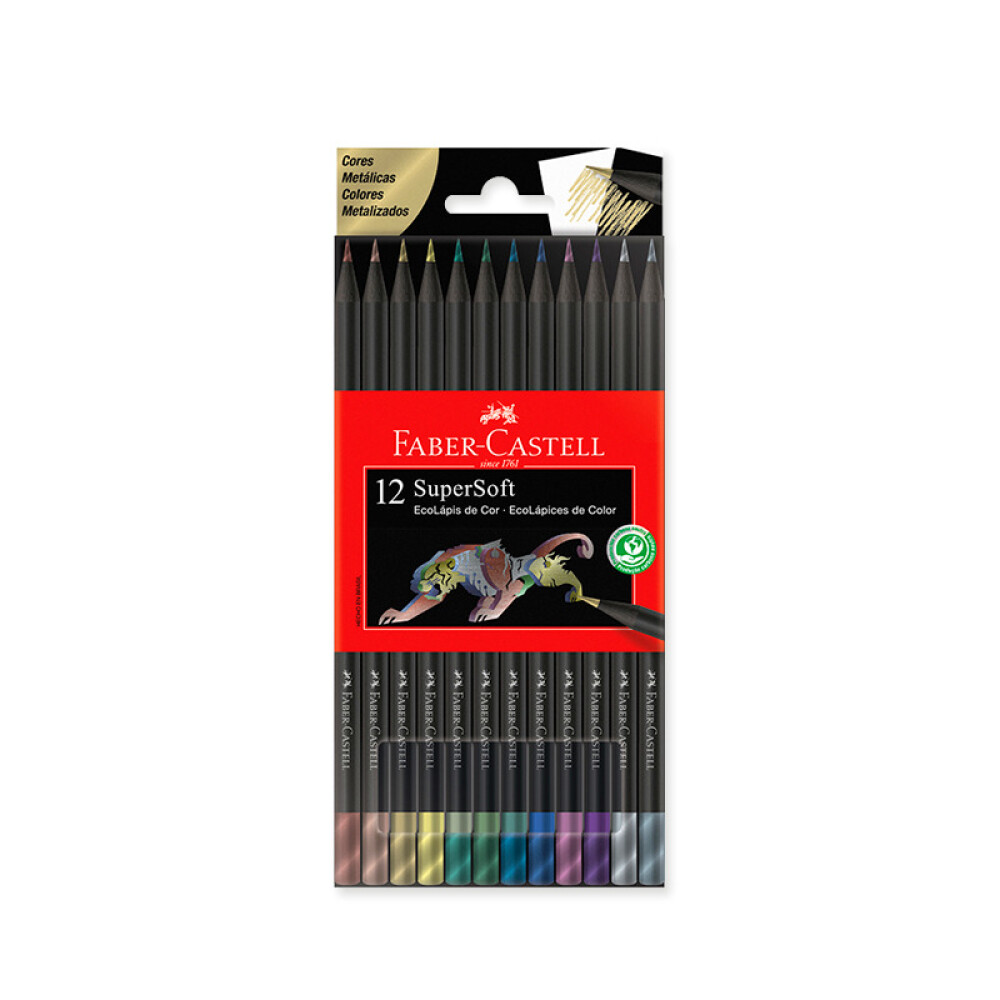 Lápices De Colores Faber-Castell x12 Supersoft Metalizados #Lápices De Colores Faber-Castell x 12 Supersoft Metalizados