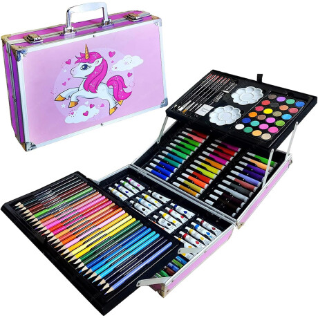 Set Valija Metálica Arte Escolar Didáctico 145 Piezas Esc002003-un