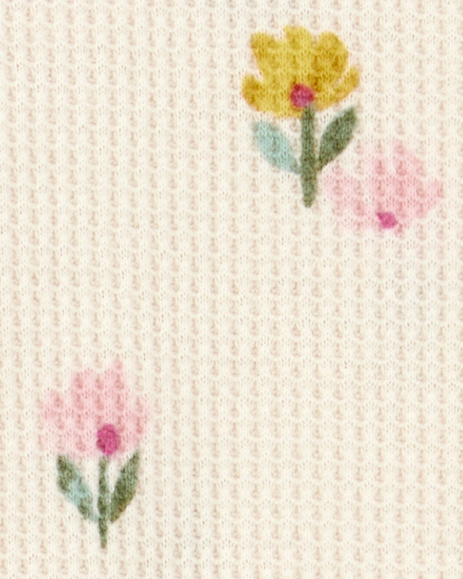 Set dos piezas de algodón térmico, pantalón y body, diseño floral Sin color