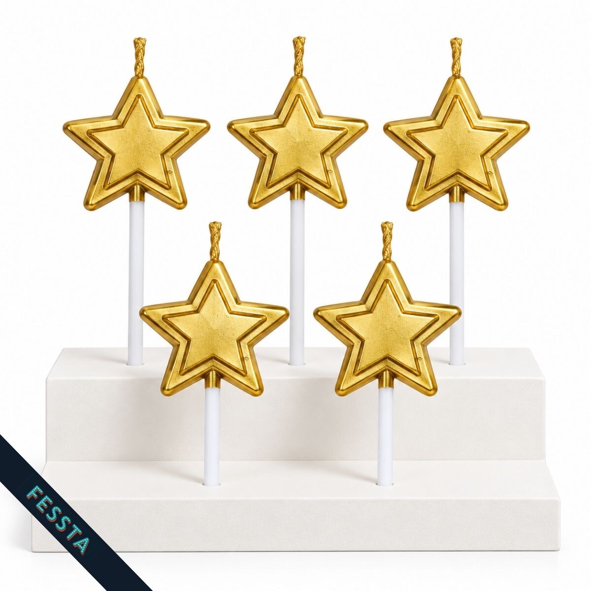 Vela Estrellas x5 Und - Dorado 