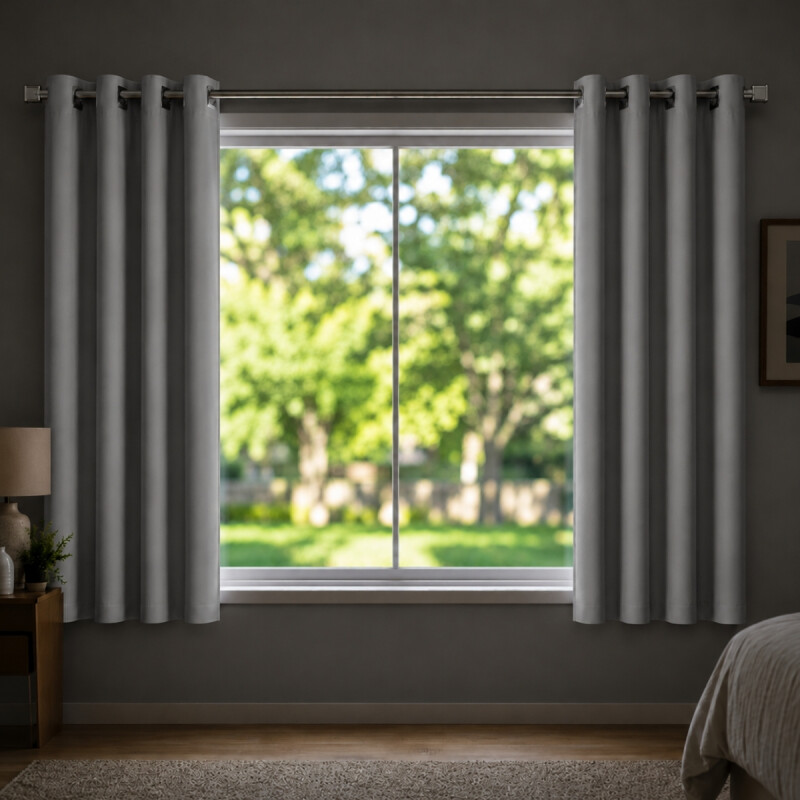 Set x2 paños cortina blackout 1,35m x 1,70m GRIS