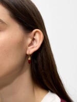 Aros Con Colgante Efecto Piedra burdeos