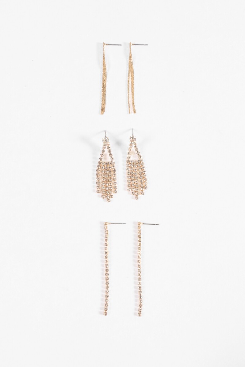 Set de caravanas strass dorado