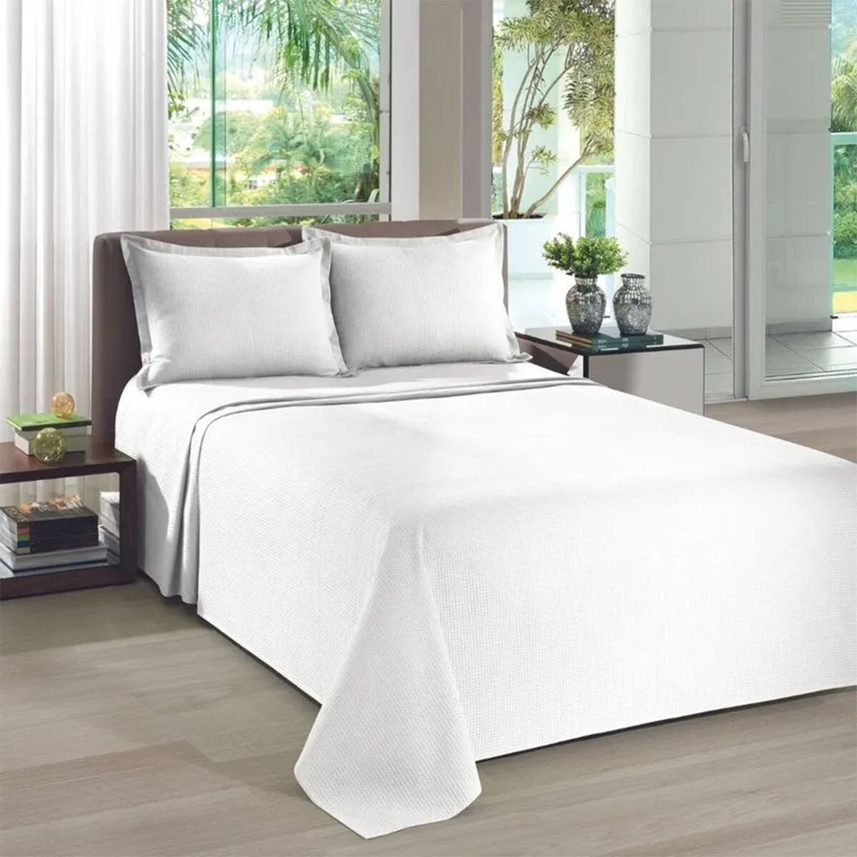 Juego Colcha y Funda Piquet Dohler Queen 100% Algodón - BLANCO 