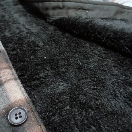 Campera Camisa Leñadora Cangurito Capucha Botones Negro