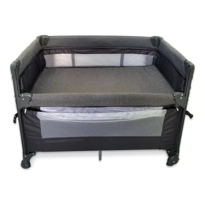 Practicuna Plegable Con Mosquitero Y Ruedas - Tinok Gris/Celeste