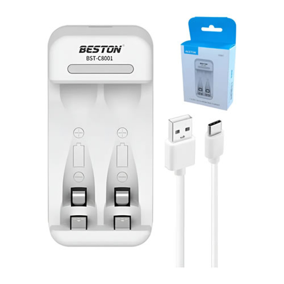 Cargador 2 pilas AA o AAA marca Beston 