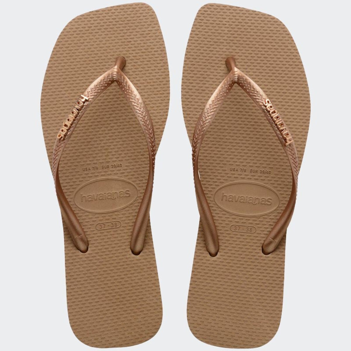 Ojotas Havaianas Slim Square Logo Metallic - Dorado 