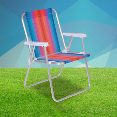 Set X2 Reposeras Sillas Alta Plegables Aluminio Conforto Mor Celeste/naranja