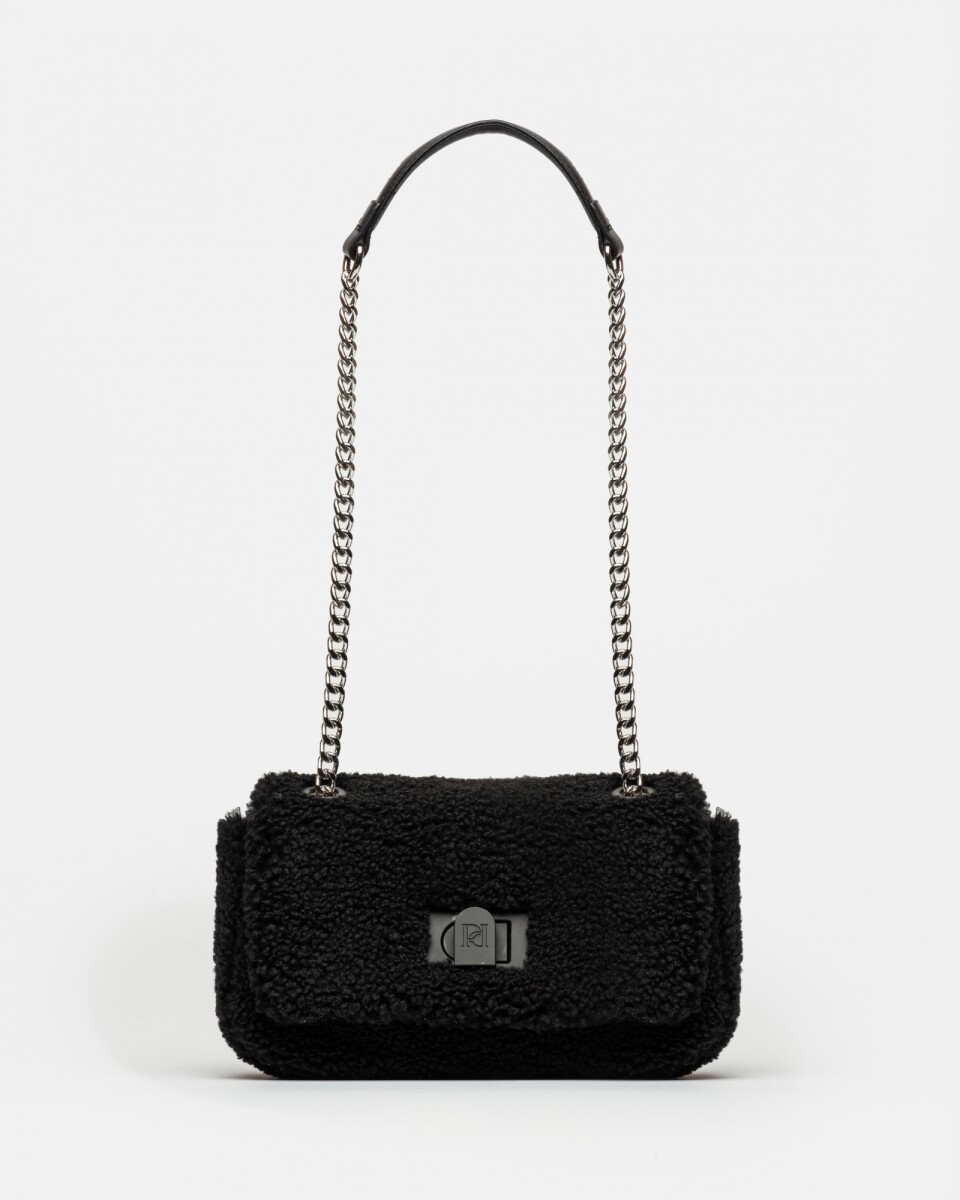 Bandolera Connie En Efecto Cuero Obejita - Negro 