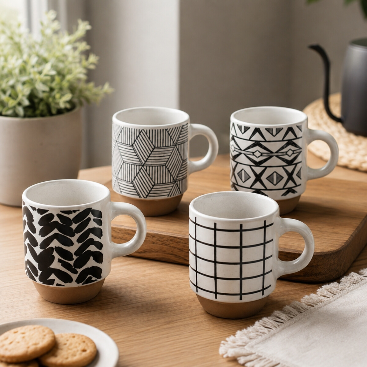 Taza Mug Set 4 Unidades con Soporte Marken Ibili 