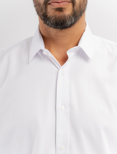 Camisa m/l algodon lisa blanco