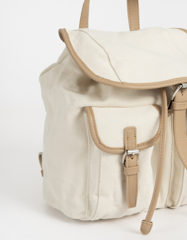 Mochilas Urbanas Mochila Canvas Solapa - Blanco Crudo