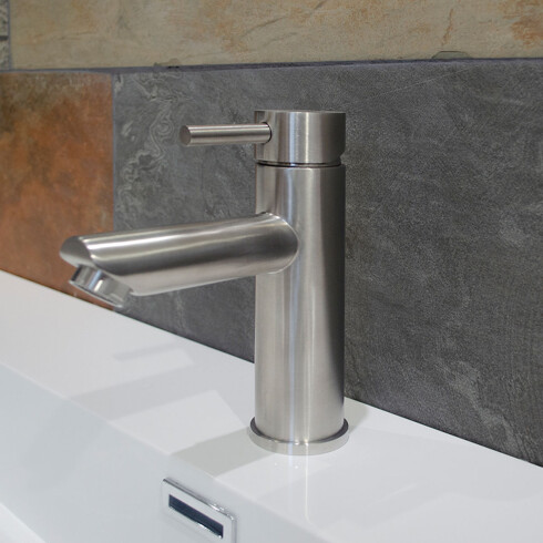 LAVATORIO MONOCOMANDO SATINADO-CEPILLADO VISEU GRIS-BRUSHED NICKEL