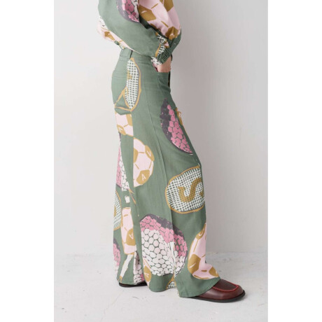 Pantalon Wide Xl Print Team Macros Verde