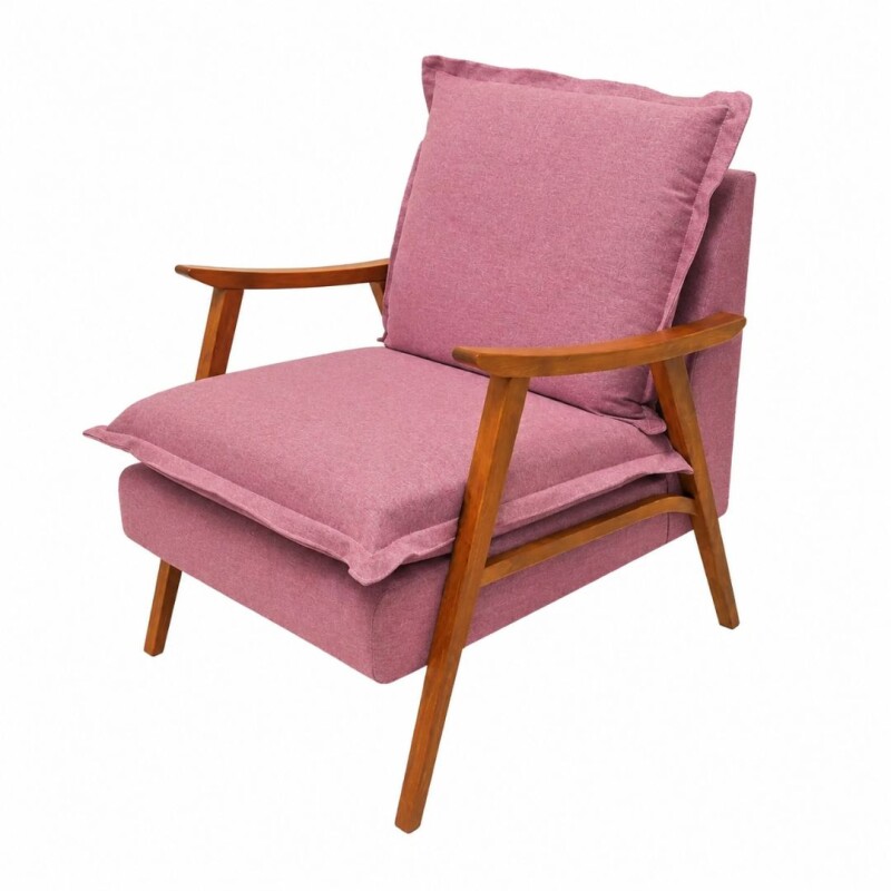 Poltrona Malta con Brazo de Madera color Ciruela Poltrona Malta con Brazo de Madera color Ciruela