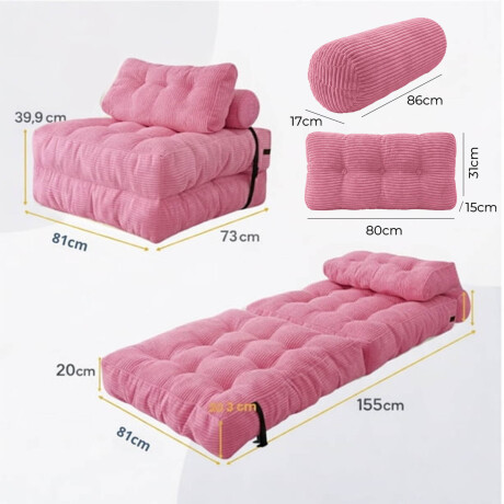 Sofá Sillón Cama Plegable Cloudnest + Almohada Living Rosa