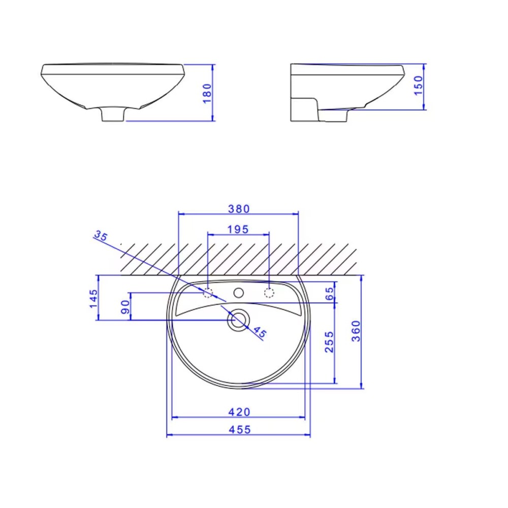 Lavatorio Izy/Ravena crema 46x36cm chico Lavatorio Izy/ravena Crema 46x36cm Chico