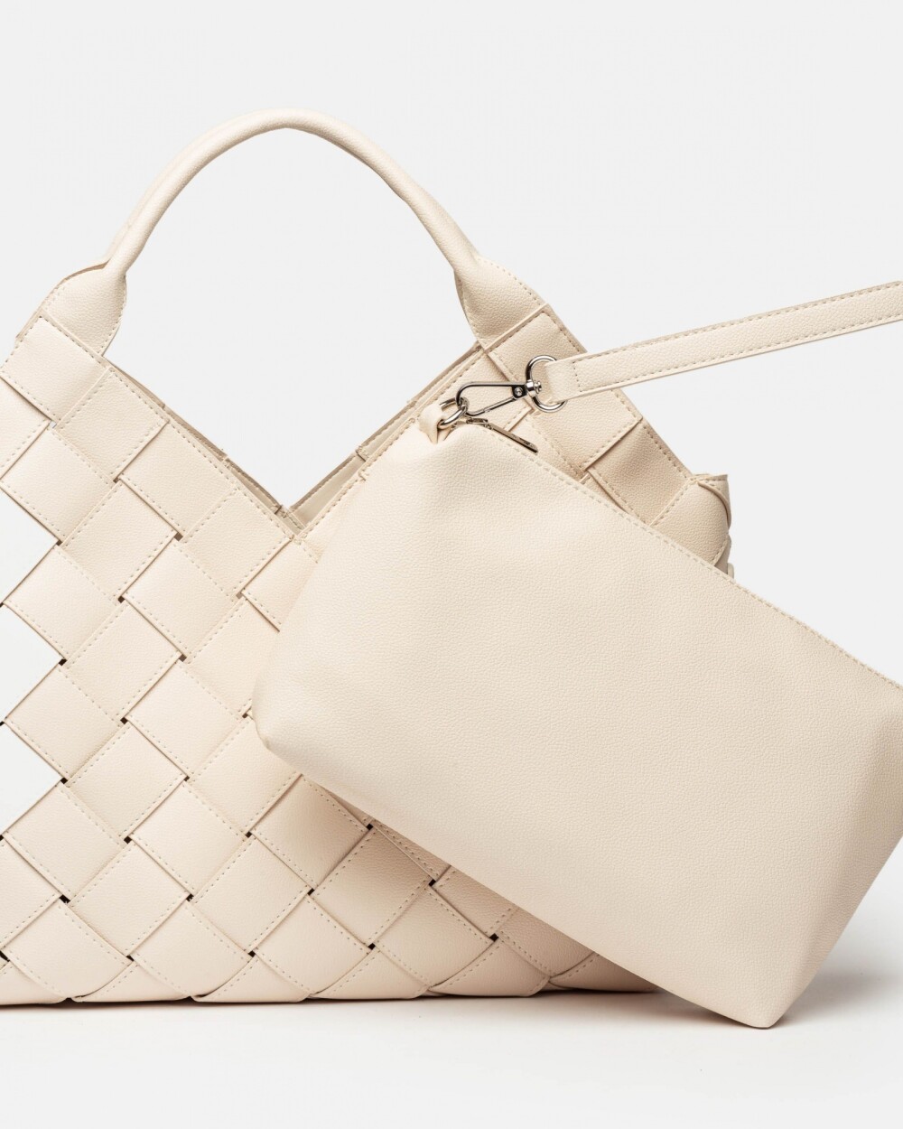 Shopper Rivera en efecto cuero graneado Natural