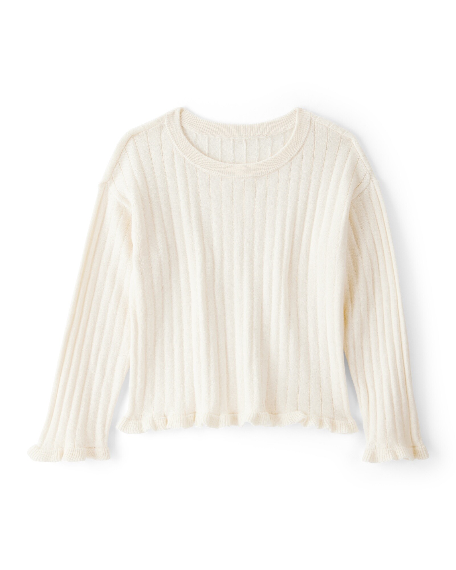 Remera de algodón acanalado, marfil Sin color