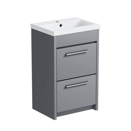 MUEBLE DORAZIO LAQUEADO EN MDF AL PISO - COLOR GRIS MATE C/ BACHA BLANCA DE CERAMICA GAMAS DE GRIS