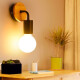 Aplique Pared Nordico Metal Madera Vintage Negro