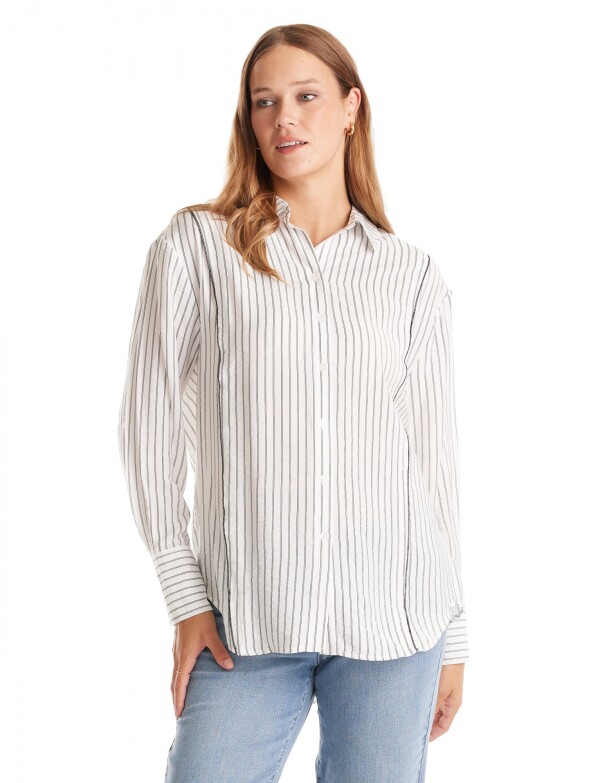 Camisa Lineas Pespunte BLANCO/NEGRO