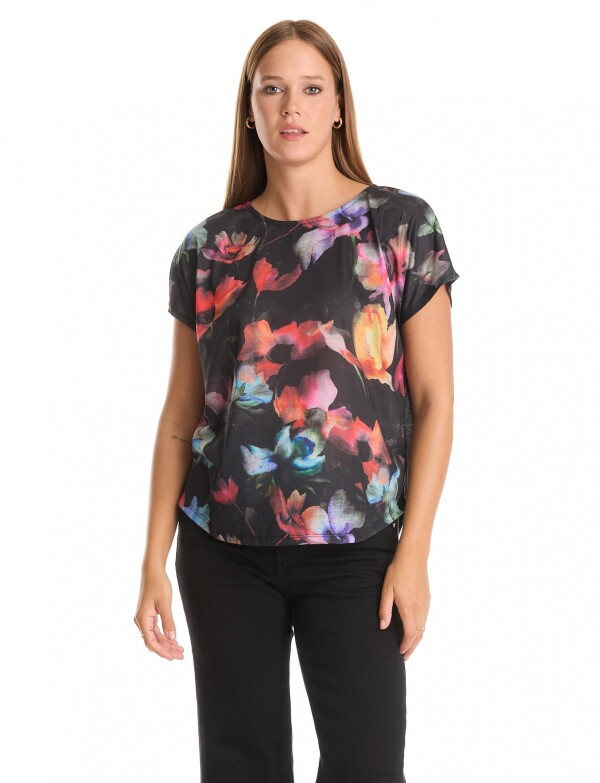 Remera Flores NEGRO/MULTI