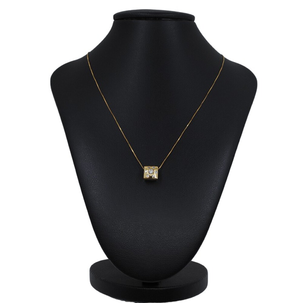 Conjunto De Cadena Y Dije Pasante En Oro 18K Y Zirconias Conjunto De Cadena Y Dije Pasante En Oro 18K Y Zirconias