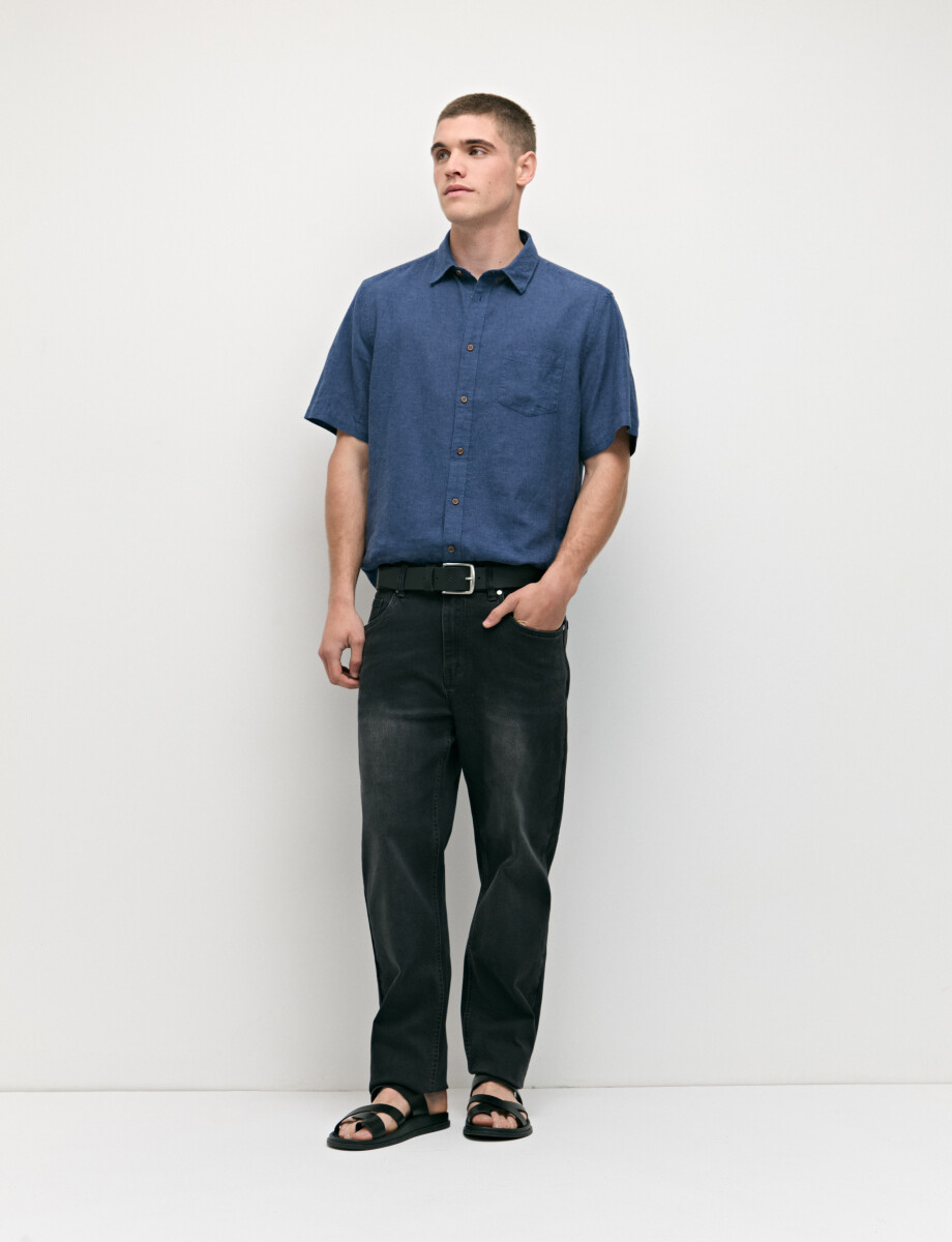 012265 CAMISA HARRINGTON LABEL Azul Piedra