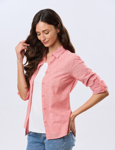 CAMISA LISA DE LINO Ladrillo