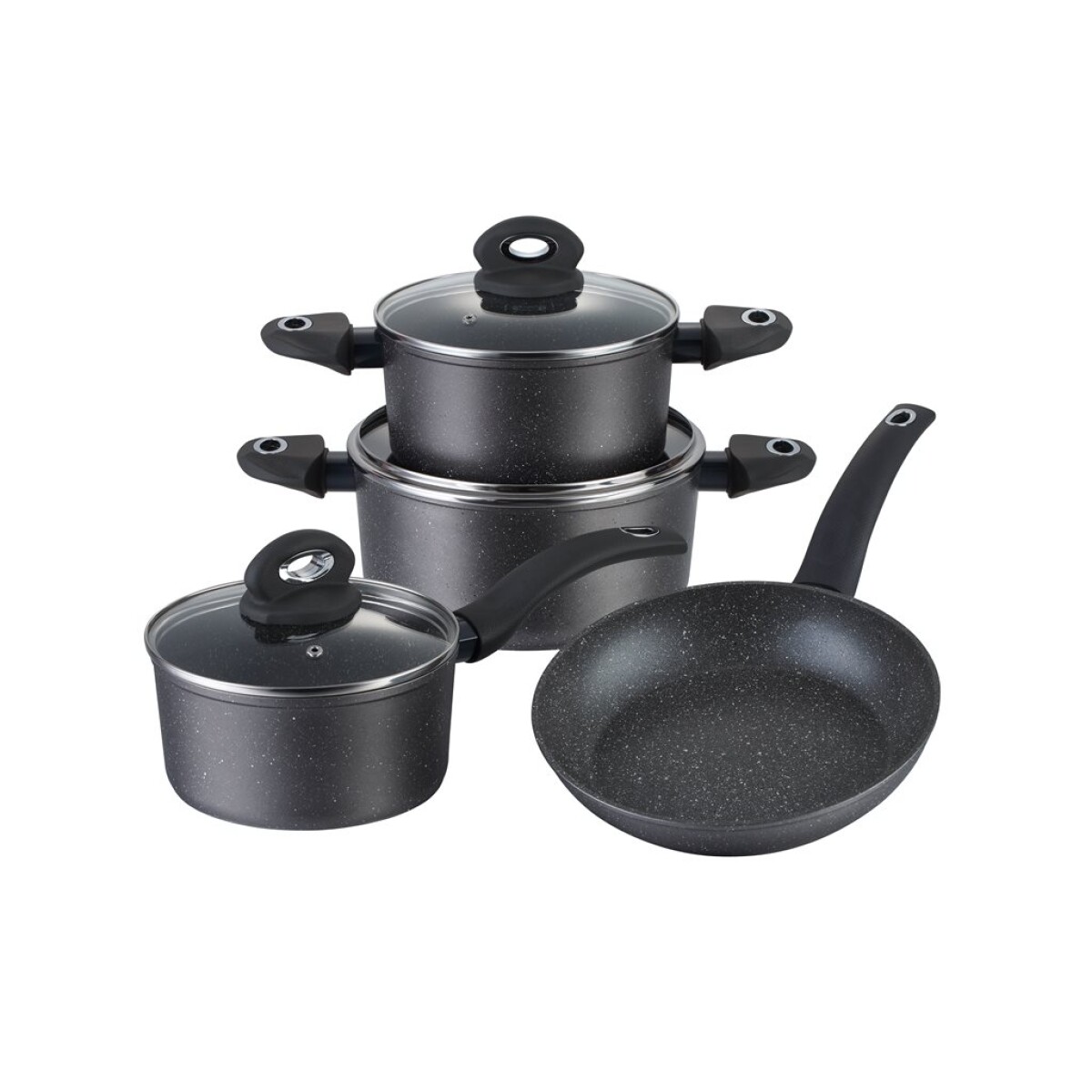 BATERIA DE COCINA 7PZAS ANTIADHERENTE ALUM. GRANITO GRIS 