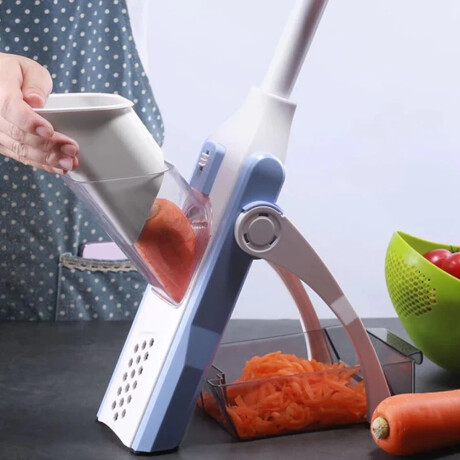 Cortador Rebanador Rallador Procesador Manual de Verduras Azul