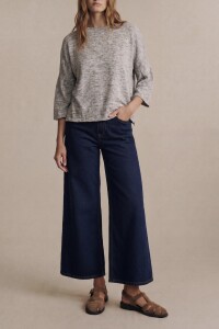 Sweater Manga Volado Gris Melange