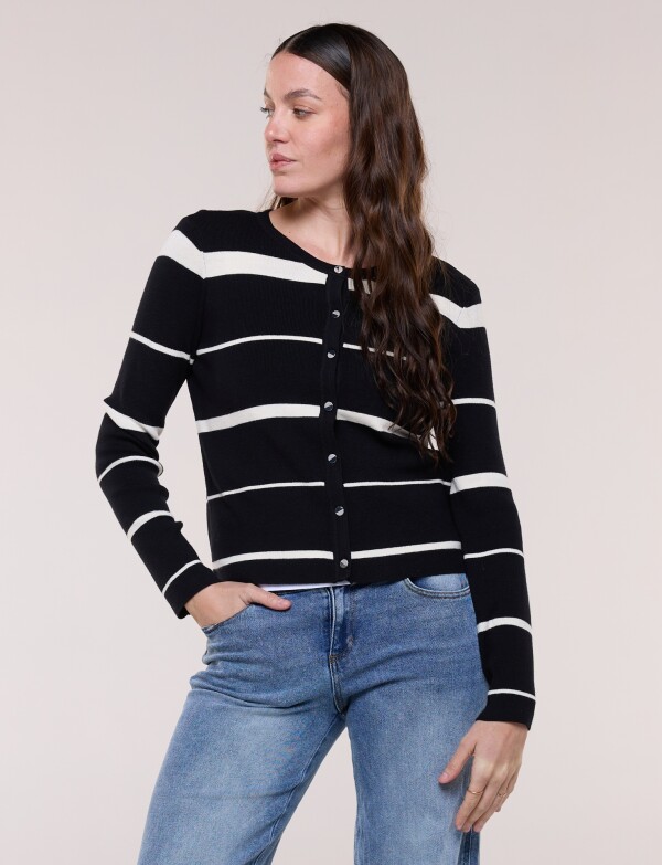 Cardigan Tejido Con Botones NEGRO