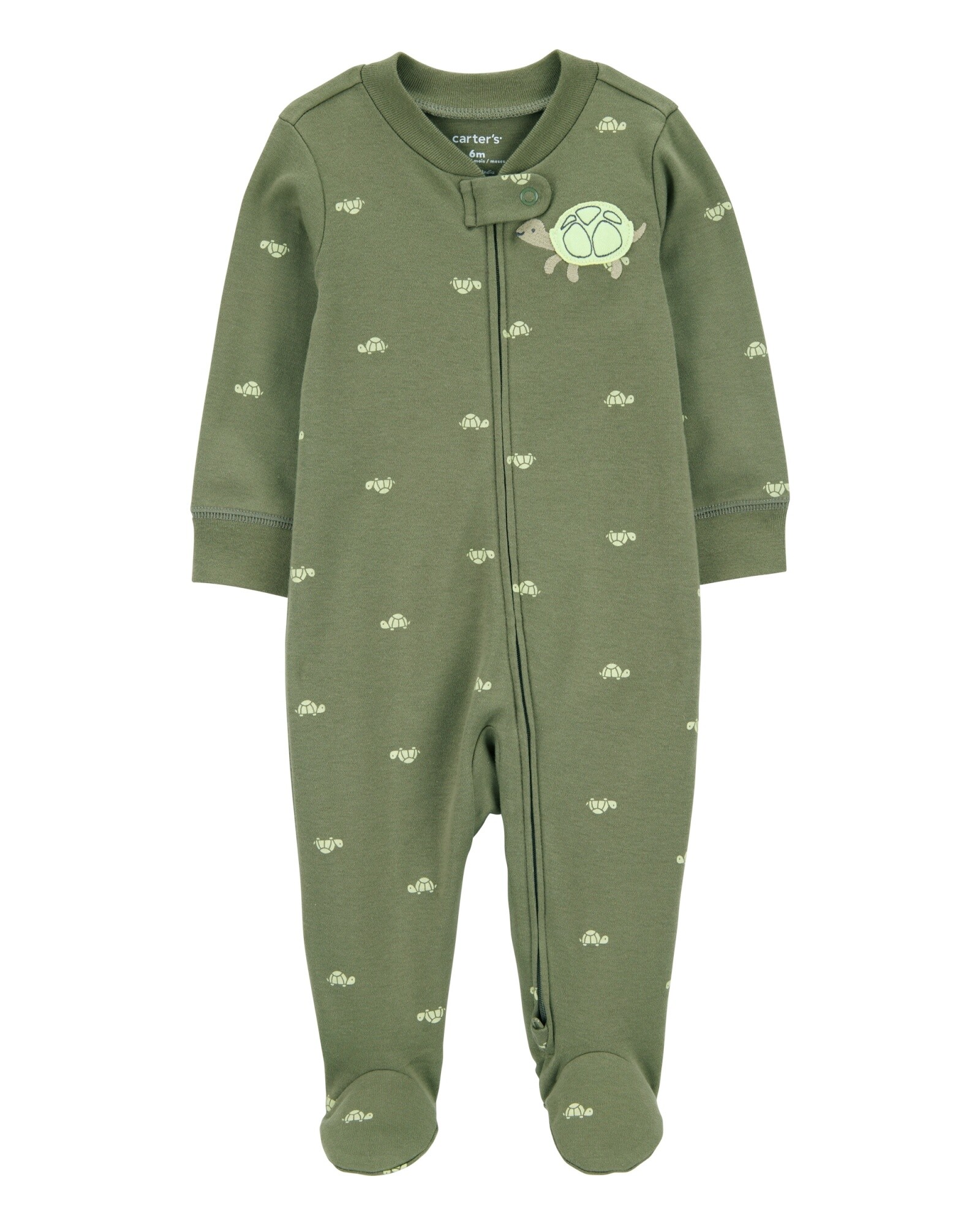 Pijama una pieza de algodón, con pie, diseño tortuga Sin color