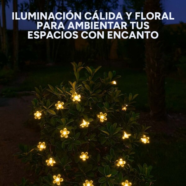 Guirnalda Guía De Luces Solares Flores 10m Jardín Exterior Variante Flores