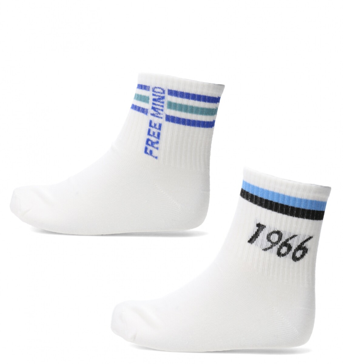 Medias Unisex N+ Nostalgic - Blanco - Celeste - Negro 