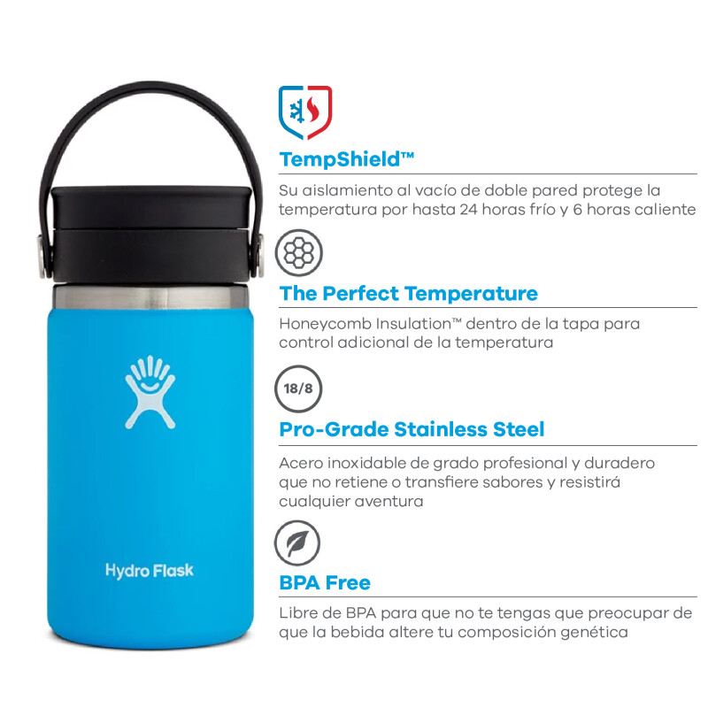Botella 12 Oz Wide Mouth Flex Sip Lid Stone