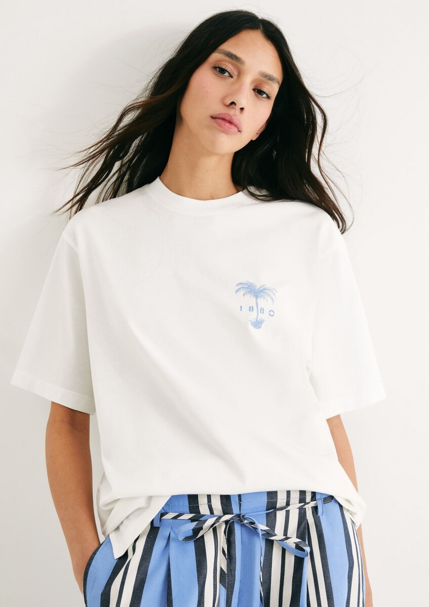 CAMISETA MANGA CURTA OVERSIZED - BLANCO 