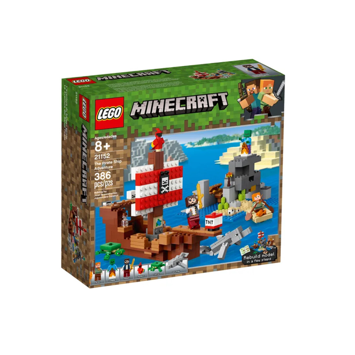 Lego MINECRAFT Aventuras En El Barco Pirata 386 Piezas 