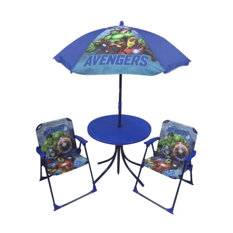 Set Jardín Avengers 4 Piezas: 2 sillas, 1 Mesa y 1 Sombrilla U
