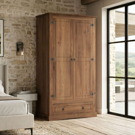 Ropero 2 puertas 1 Cajion Madera Linea Mexicana Nogal
