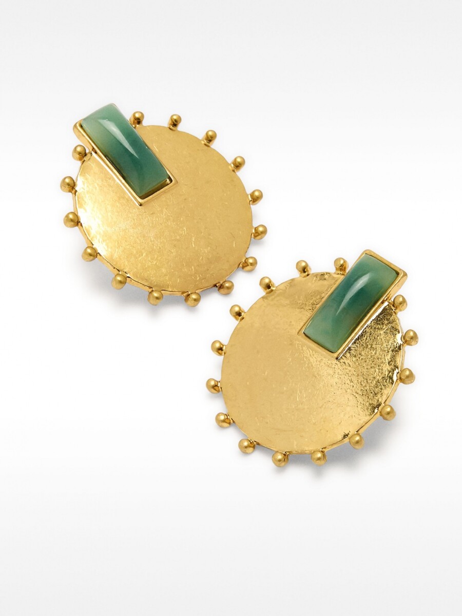 Pendientes Redondos Con Detalle De Resina verde