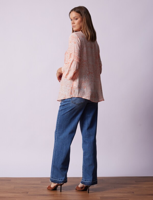 Blusa Gasa Flores CORAL