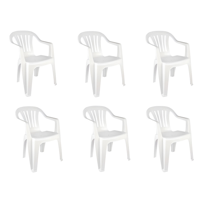 Set De 6 Sillones De Plástico Bela Vista Mor Color White Blanco Set De 6 Sillones De Plástico Bela Vista Mor Color White Blanco